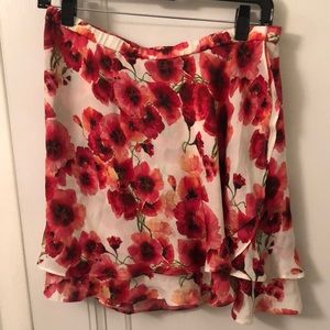 Haute Hippie silk mini skirt beautiful floral print, size Small